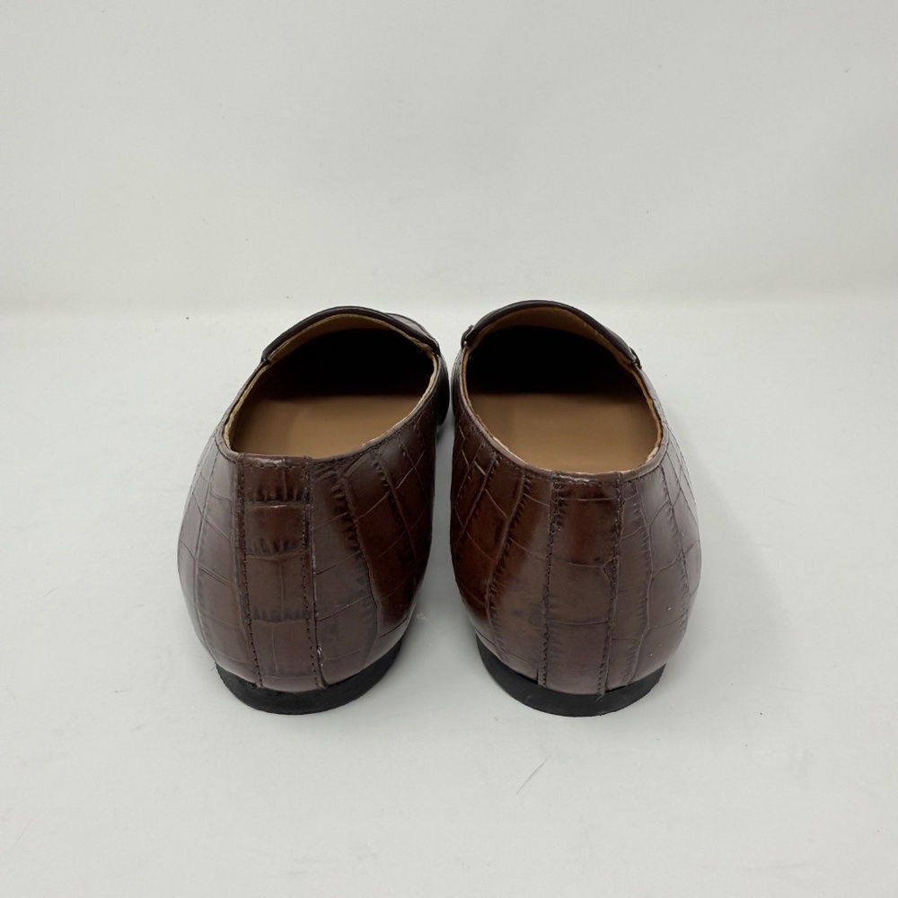 New Aquatalia Judie Luxe Croc Embossed Flat In Brown Sz 7 - Picture 4 of 15